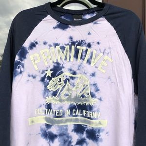 Primitive Navy/Offwhite Tie-Dye Baseball-Style Shirt M